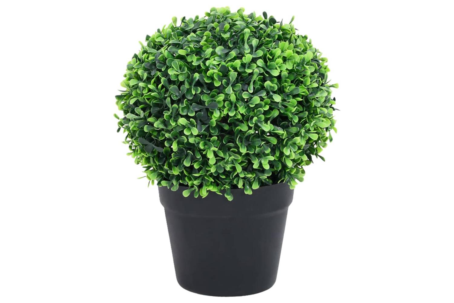 Artificial Boxwood Plants 2 Pcs With Pots Ball Shaped Green 27 Cm-2