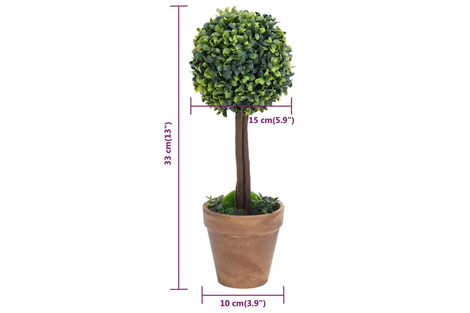 Artificial Boxwood Plants 2 Pcs With Pots Ball Shaped Green 33 Cm-6