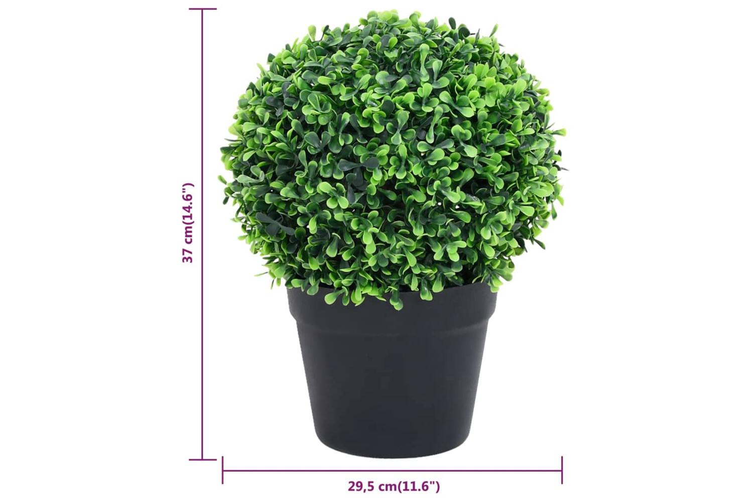 Artificial Boxwood Plants 2 Pcs With Pots Ball Shaped Green 37 Cm-6