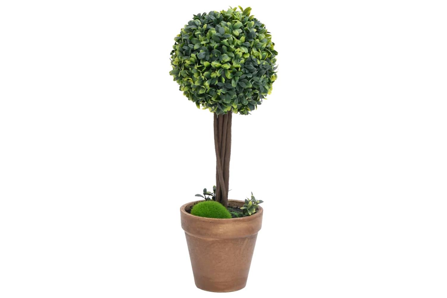 Artificial Boxwood Plants 2 Pcs With Pots Ball Shaped Green 41 Cm-2