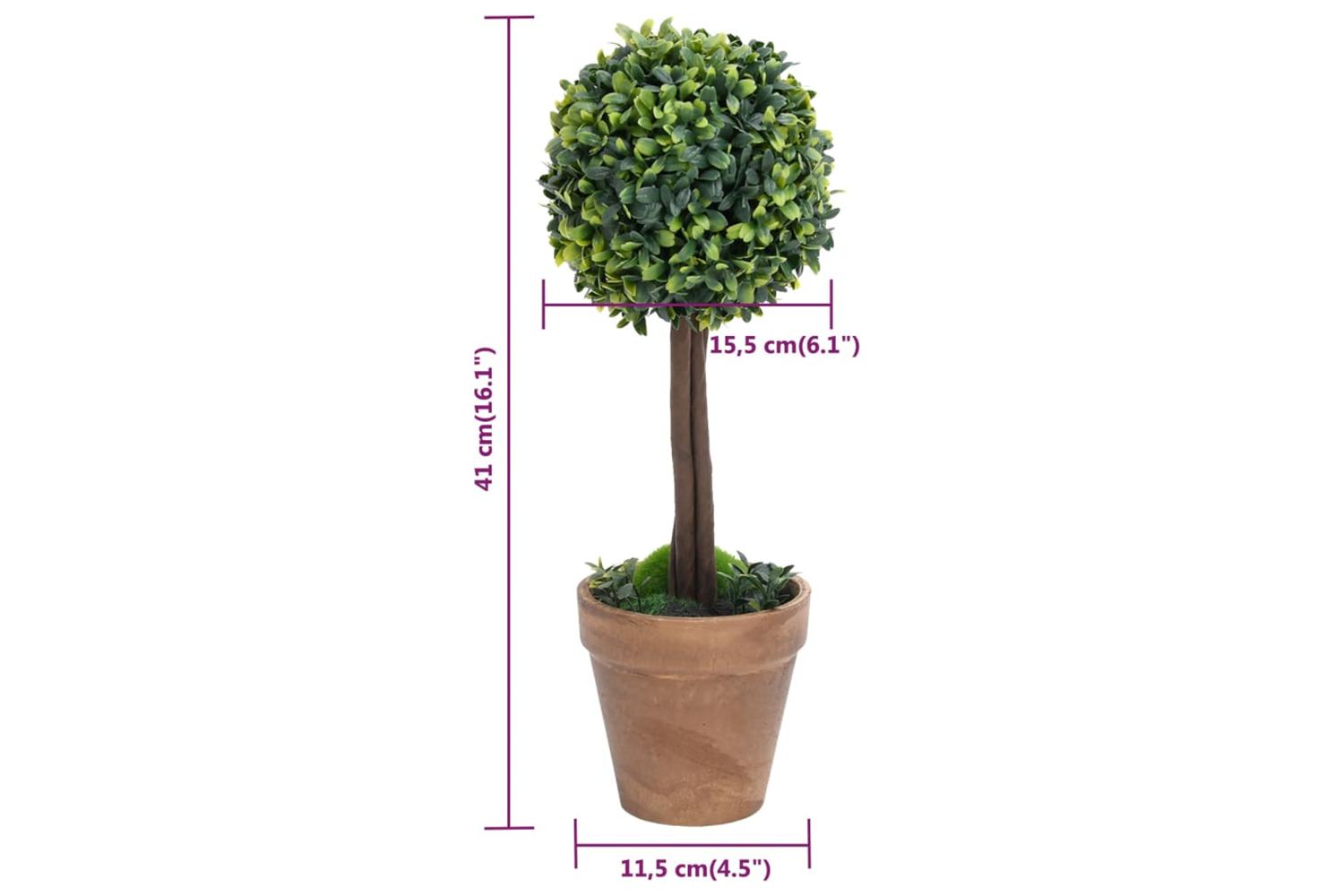 Artificial Boxwood Plants 2 Pcs With Pots Ball Shaped Green 41 Cm-6