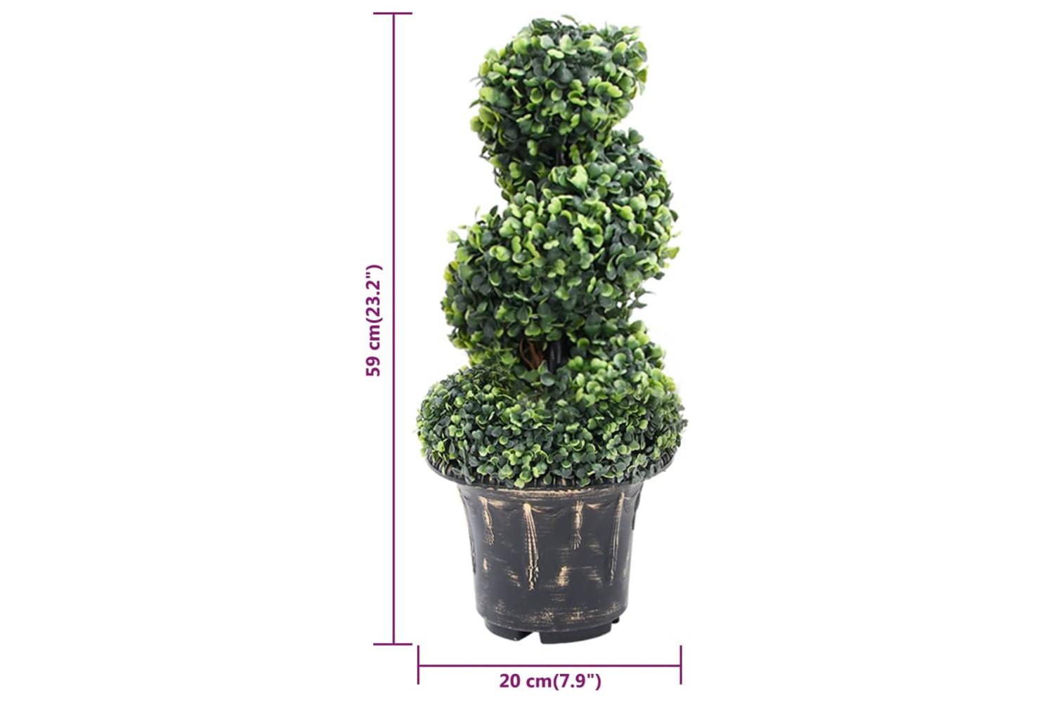Artificial Boxwood Spiral Plant With Pot Green 59 Cm-5