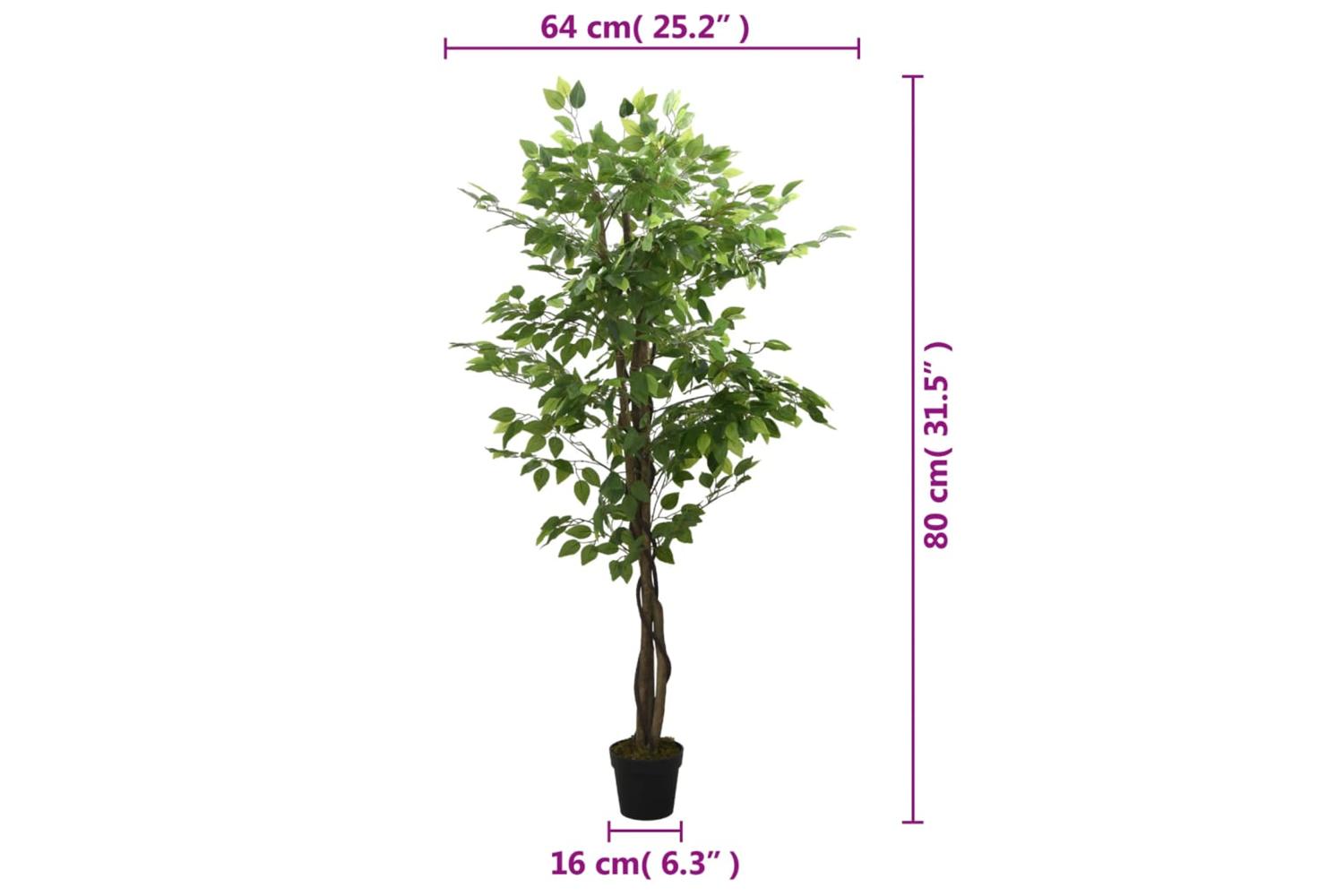 Artificial Ficus Tree 378 Leaves 80 Cm Green-5