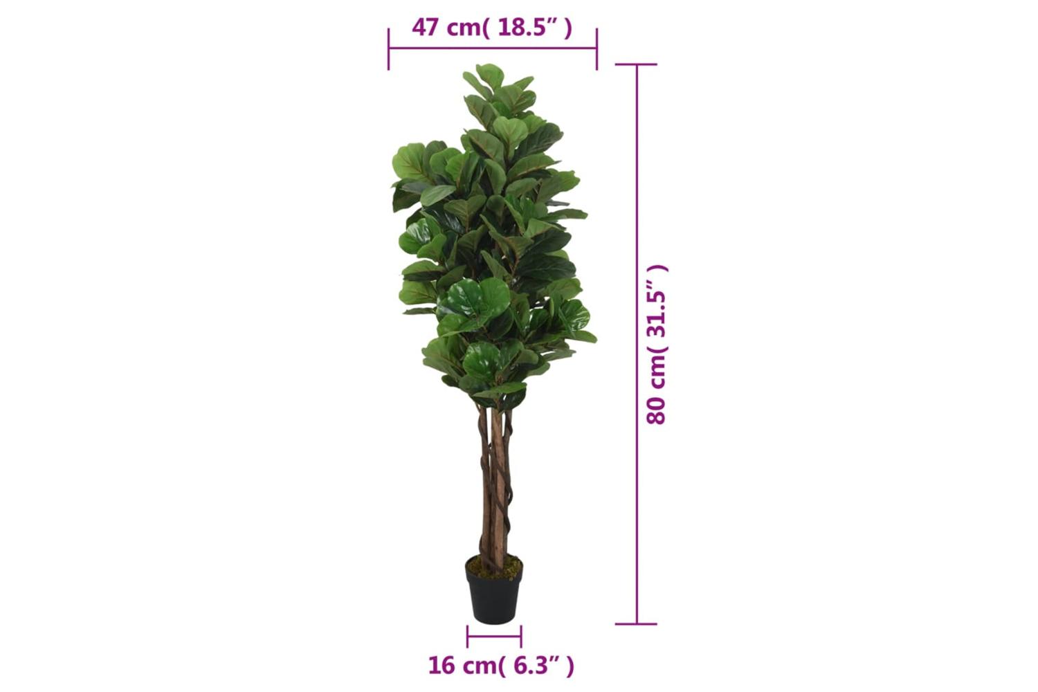 Artificial Fiddle Leaf Fig Tree 96 Leaves 80 Cm Green-5