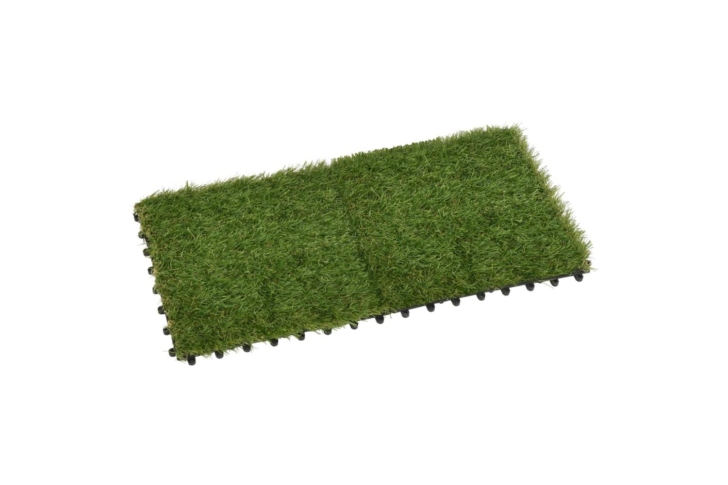Artificial Grass Tiles 11 Pcs Green 30x30 Cm-3