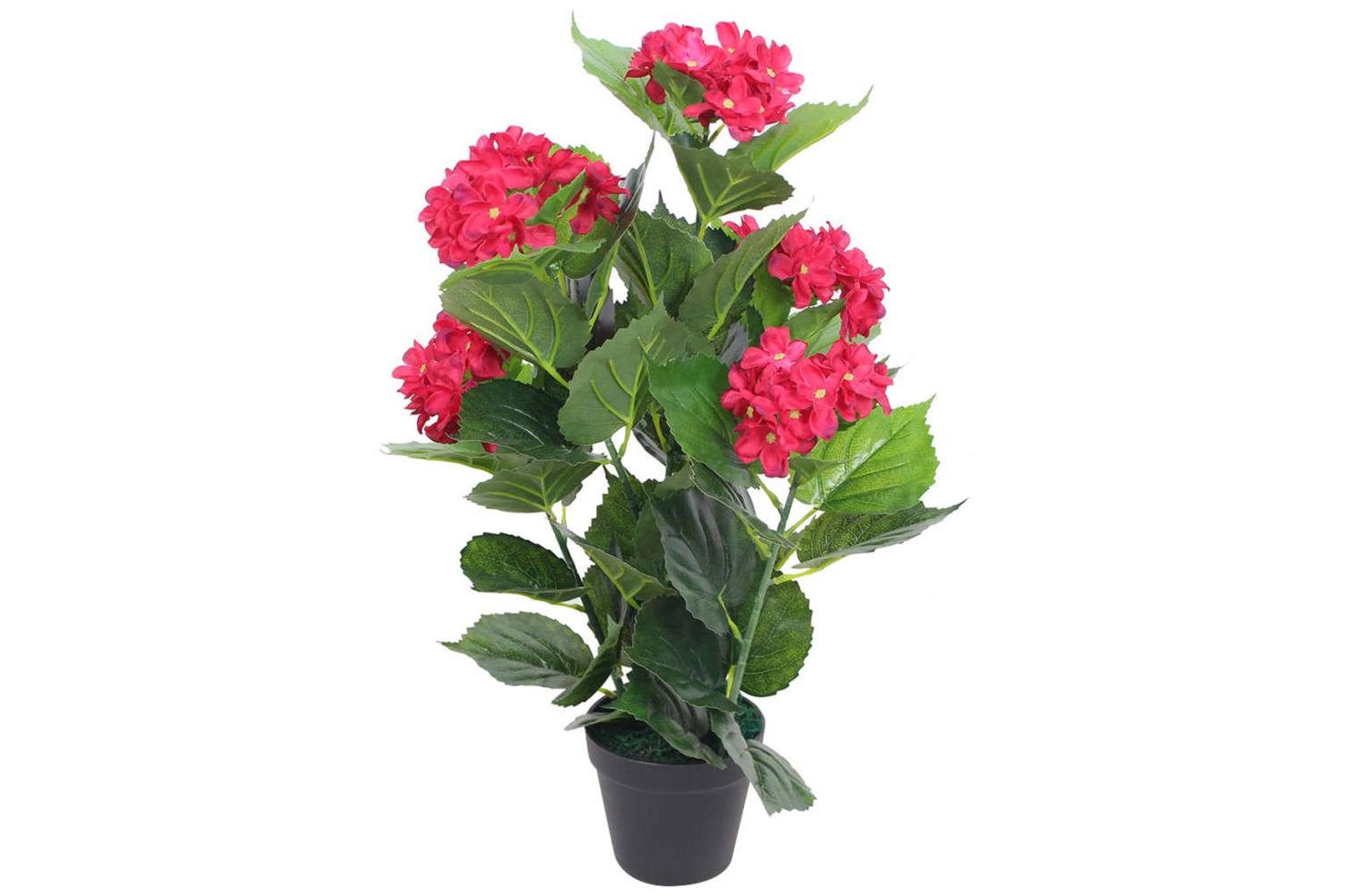 Artificial Hydrangea Plant With Pot 60 Cm Red