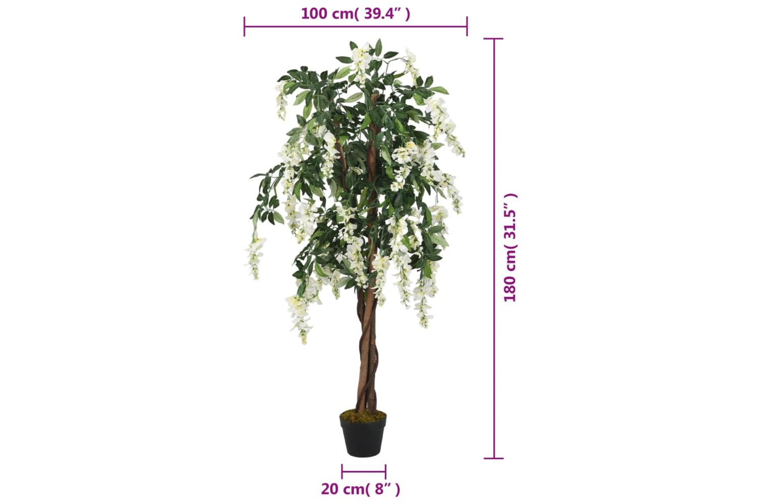 Artificial Wisteria Tree 1260 Leaves 180 Cm Green And White-5