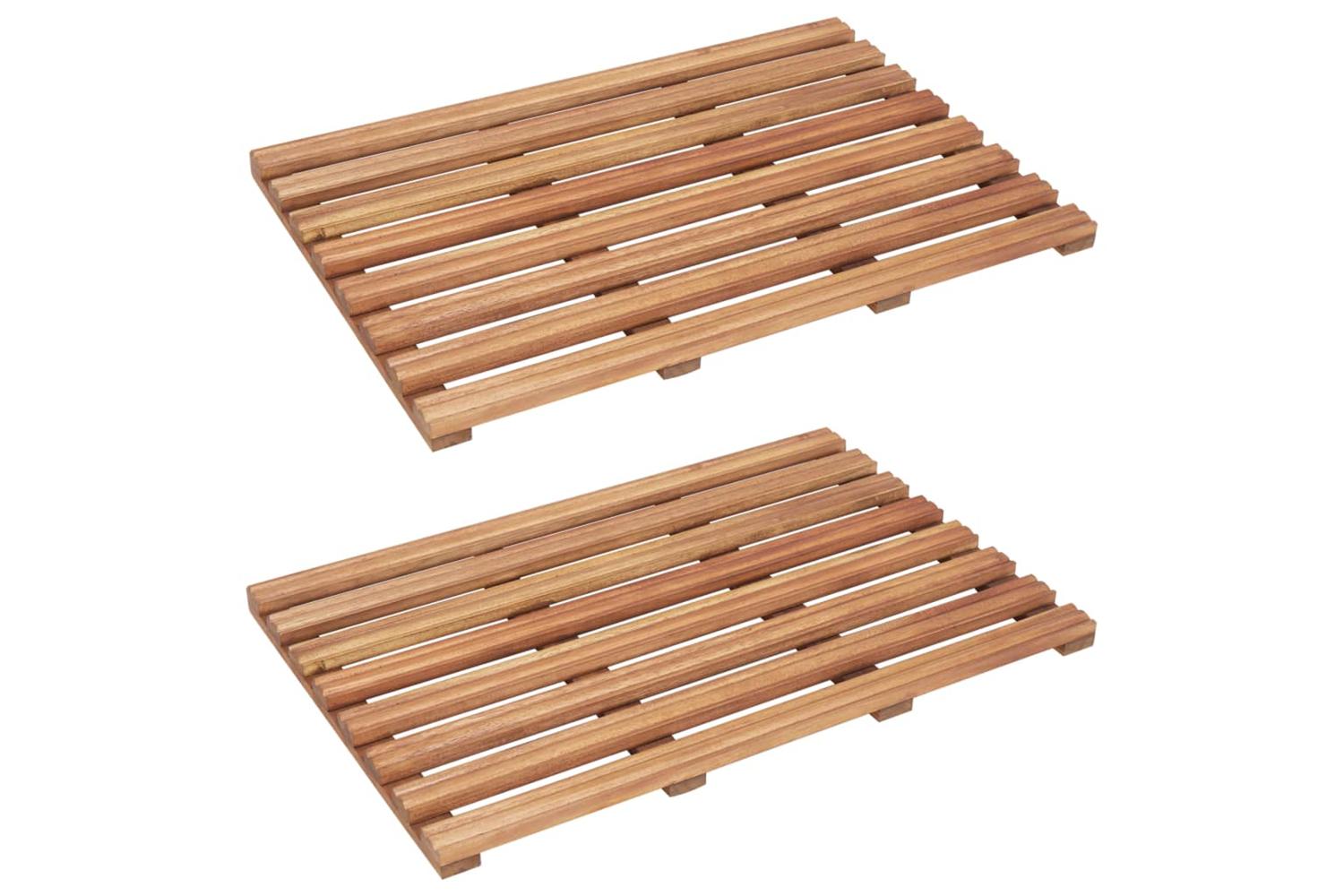 Bath Mats 2 Pcs Solid Acacia Wood 56x37 Cm-2