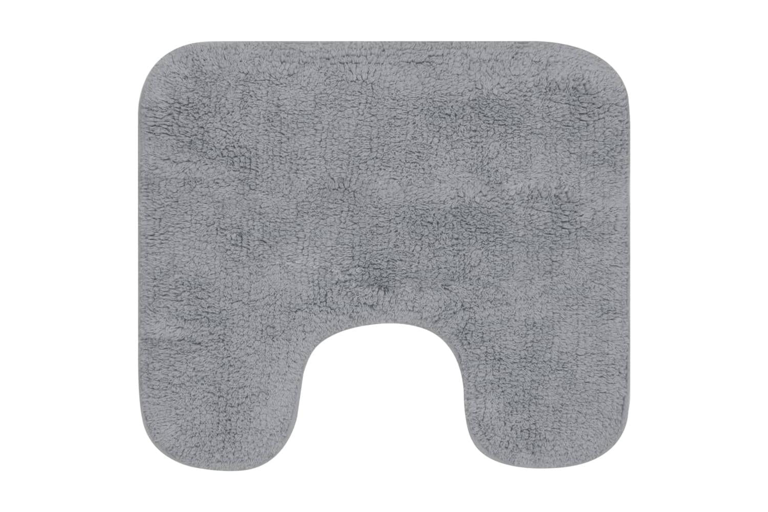 Bathroom Mat Set 2 Pieces Fabric Grey-3