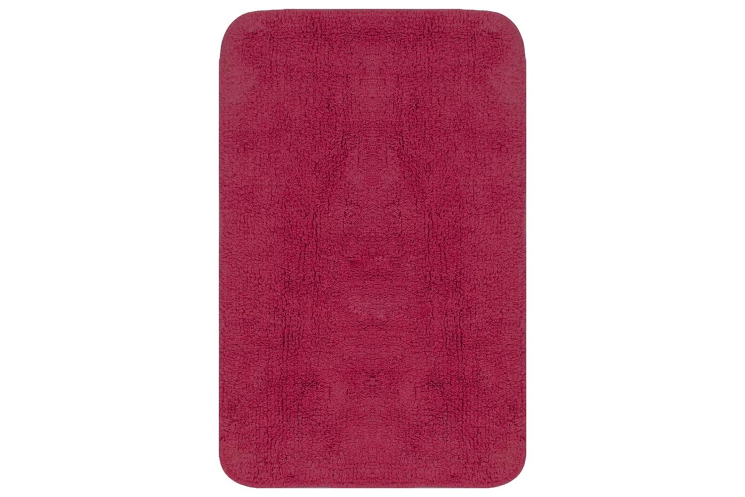 Bathroom Mat Set 3 Pieces Fabric Fuchsia-2