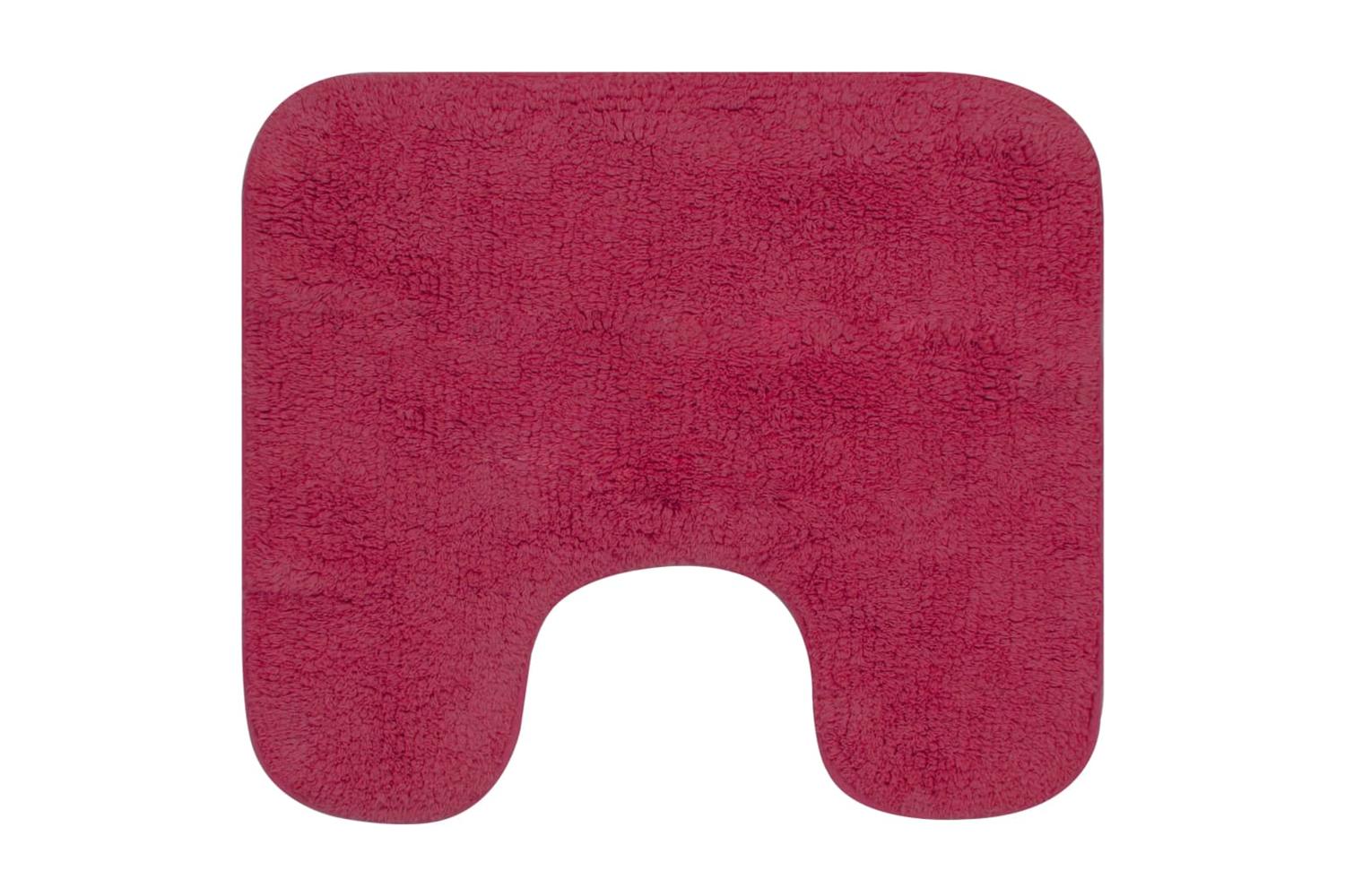 Bathroom Mat Set 3 Pieces Fabric Fuchsia-3