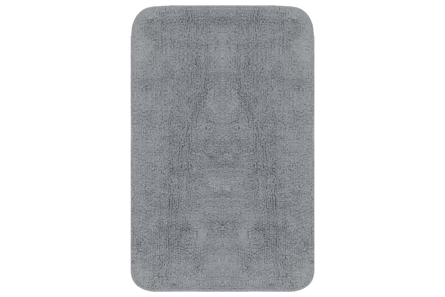 Bathroom Mat Set 3 Pieces Fabric Grey-2