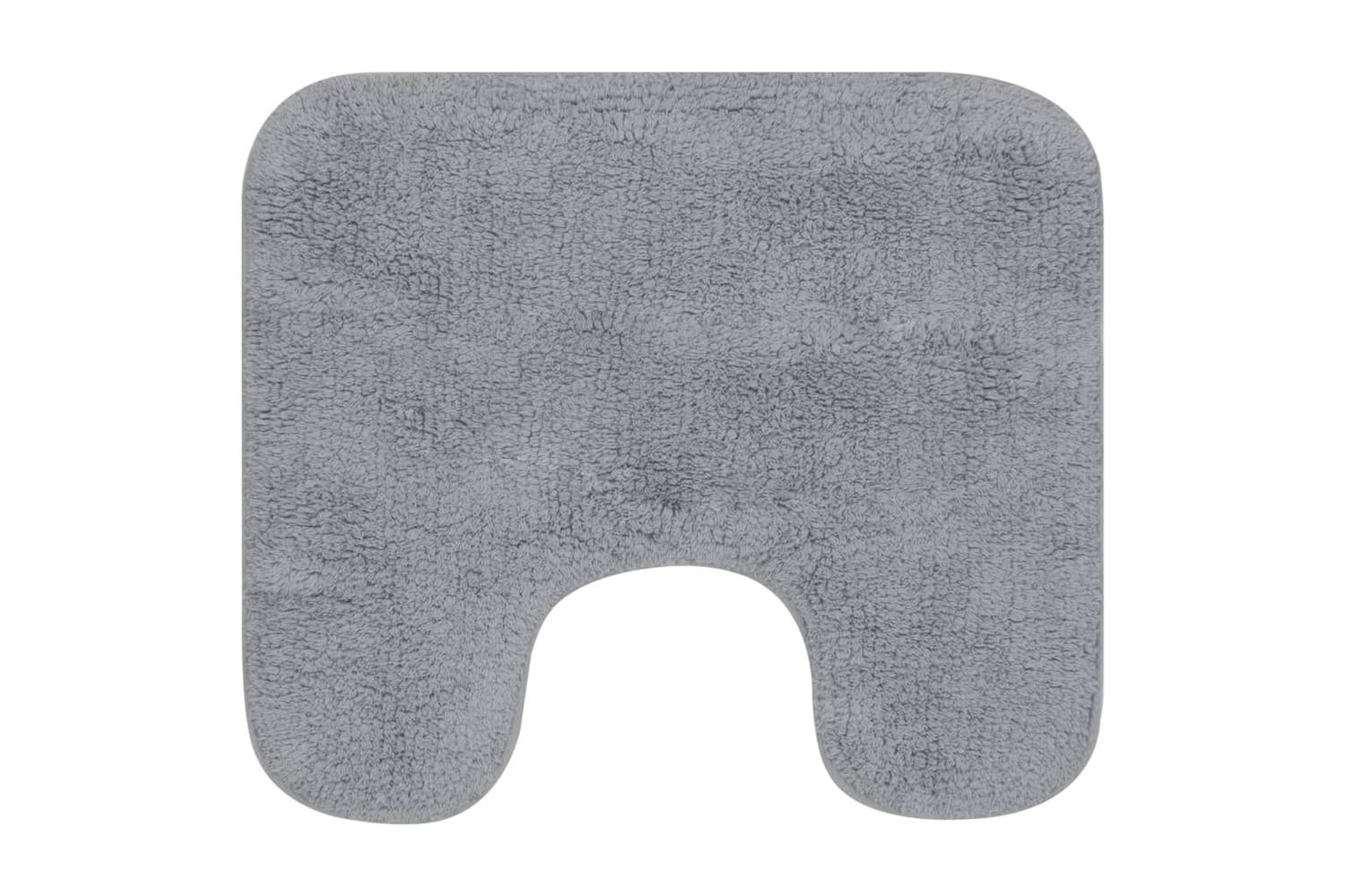 Bathroom Mat Set 3 Pieces Fabric Grey-3