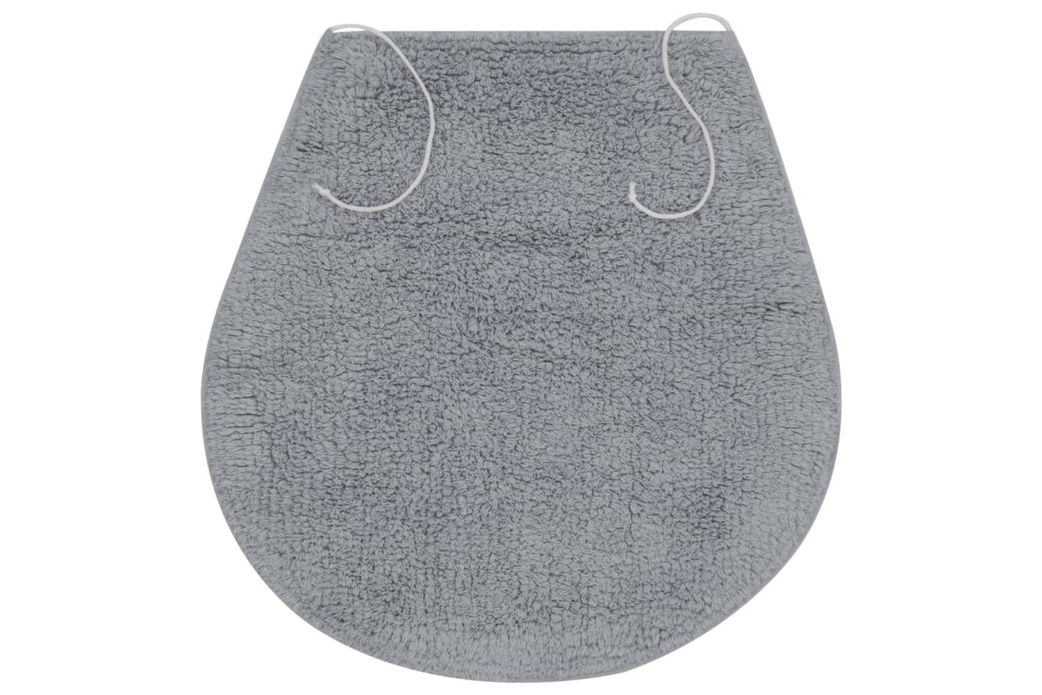 Bathroom Mat Set 3 Pieces Fabric Grey-4