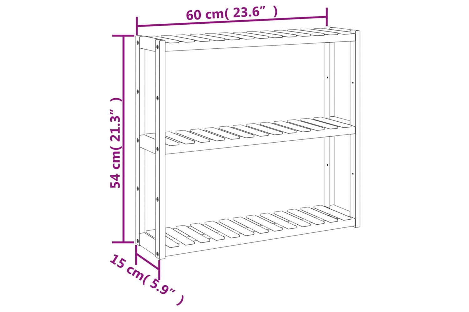 Bathroom Shelf 3-tier Wall-mounted 60x15x54 Cm Bamboo-7