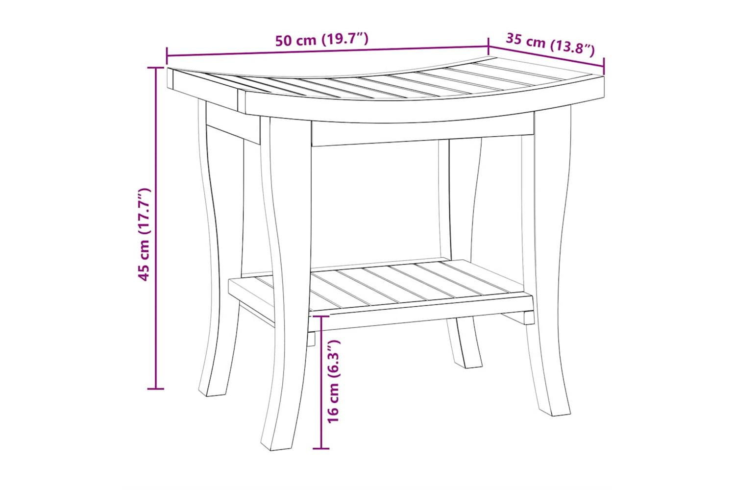 Bathroom Side Table 50x35x45 Cm Solid Wood Teak-8