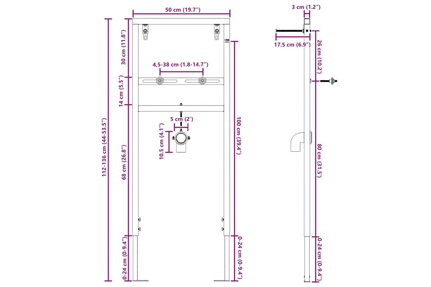 Bathroom Wall Support Manual Blue 50 X 175 X 136 Cm Steel-10