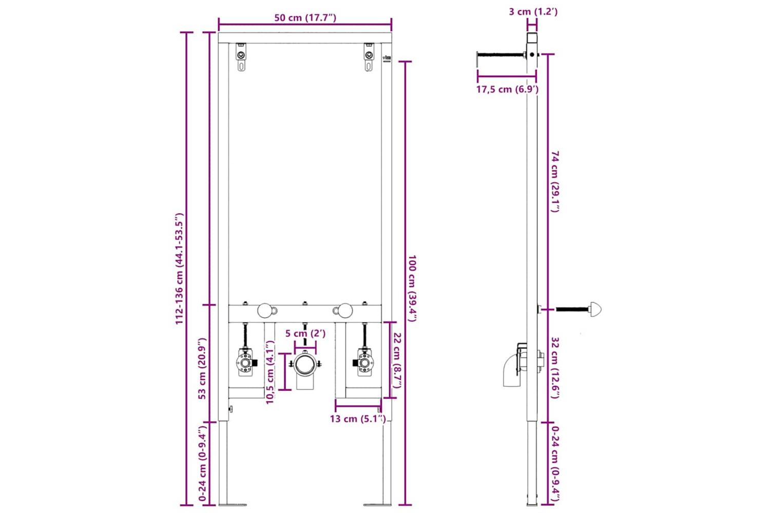 Bathroom Wall Support Manual Blue 50 X 175 X 136 Cm Steel-10