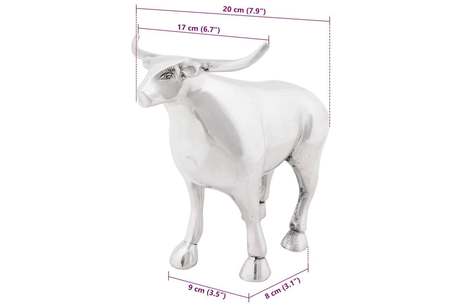 Bull Sculpture Silver 20 X 17 X 23 Cm Aluminium-8