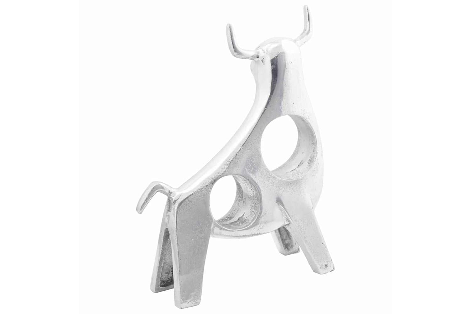 Bull Sculpture Silver 22 X 95 X 34 Cm Aluminium-2