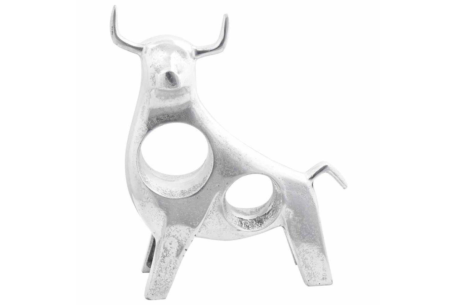 Bull Sculpture Silver 22 X 95 X 34 Cm Aluminium-3