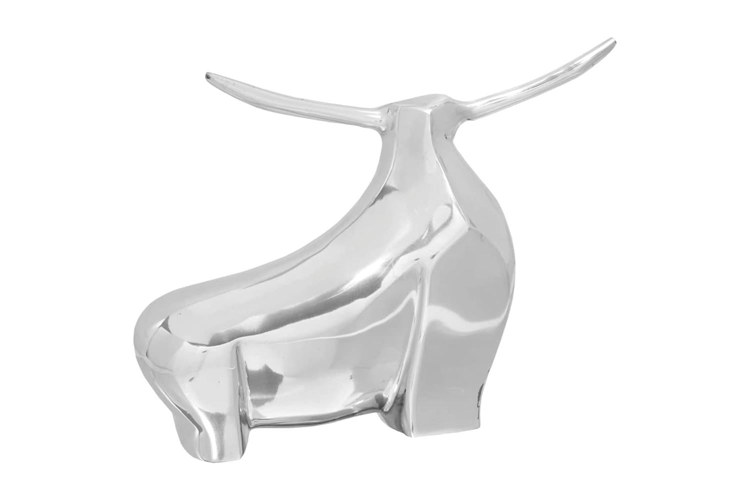 Bull Sculpture Silver 37 X 44 X 17 Cm Aluminium-2