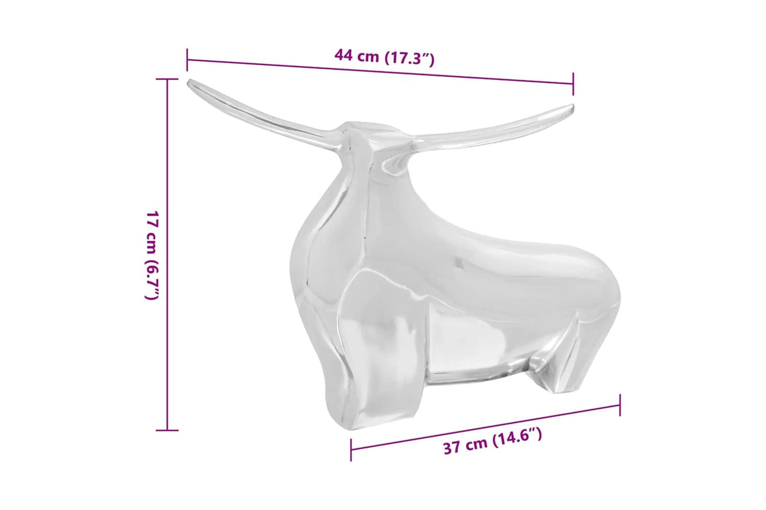 Bull Sculpture Silver 37 X 44 X 17 Cm Aluminium-7