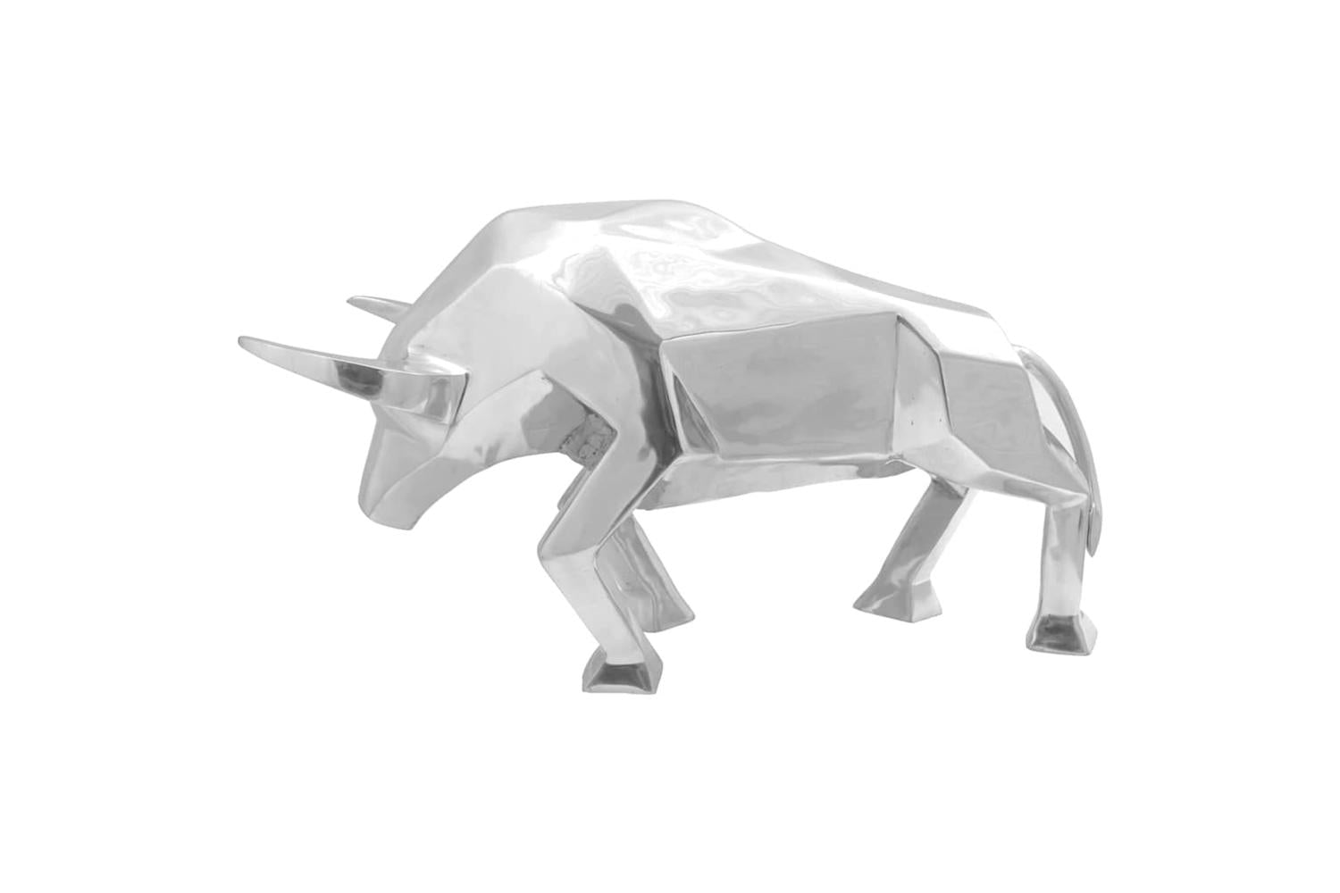 Bull Sculpture Silver 74 X 23 X 39 Cm Aluminium-4