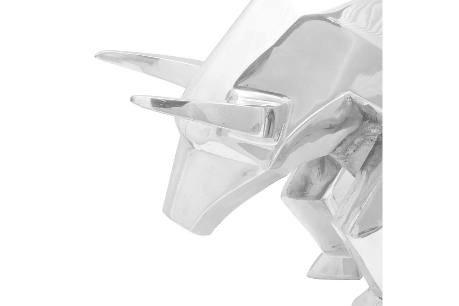 Bull Sculpture Silver 74 X 23 X 39 Cm Aluminium-5
