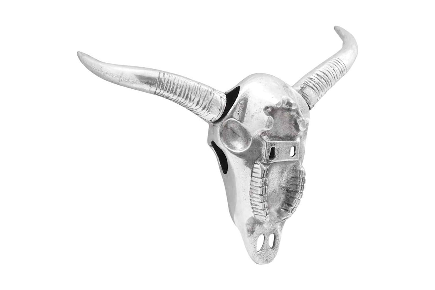 Bull Skull Silver 34 X 13 X 53 Cm Aluminium-2