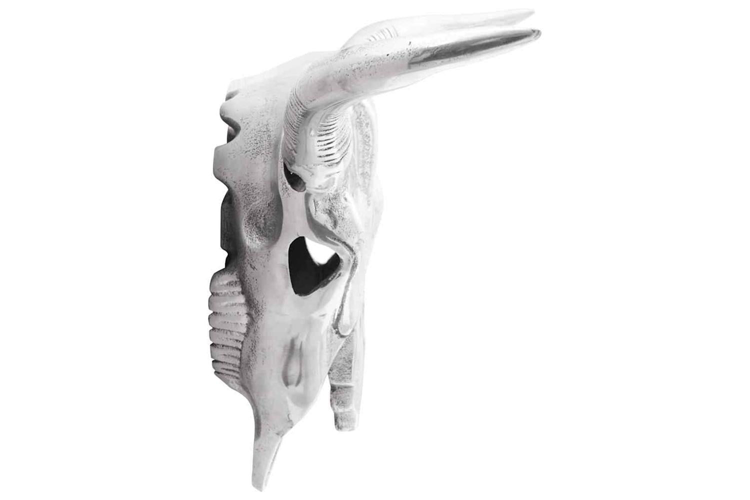 Bull Skull Silver 34 X 13 X 53 Cm Aluminium-4