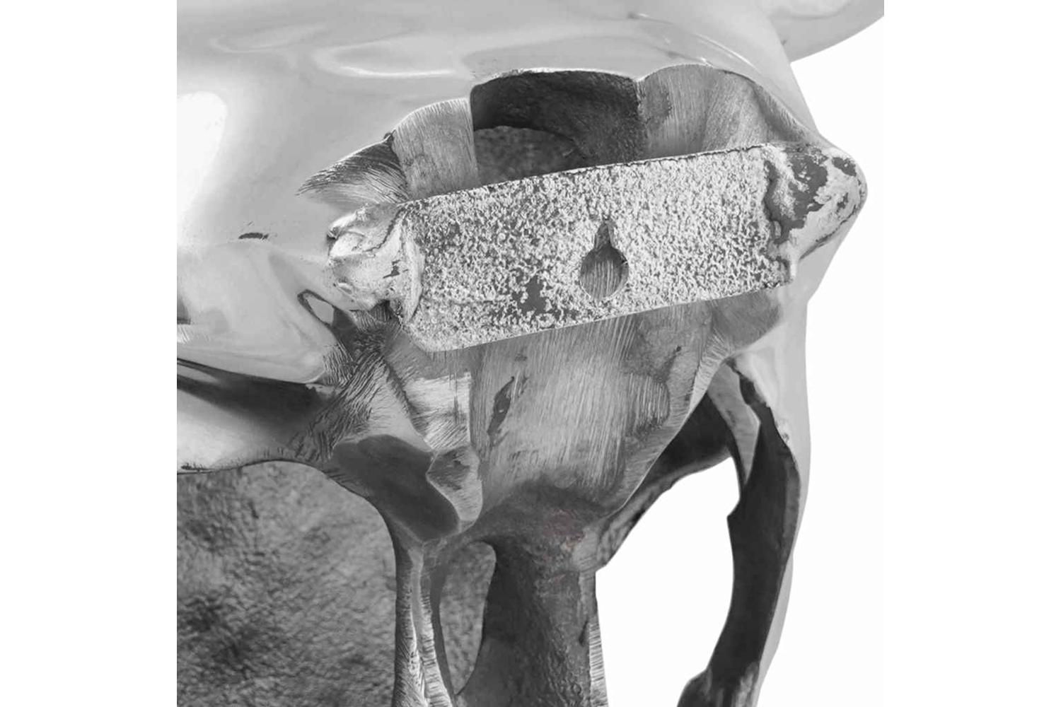 Bull Skull Silver 34 X 13 X 53 Cm Aluminium-7