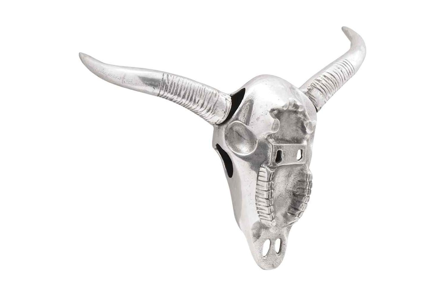 Bull Skull Silver 49 X 10 X 36 Cm Aluminium-2