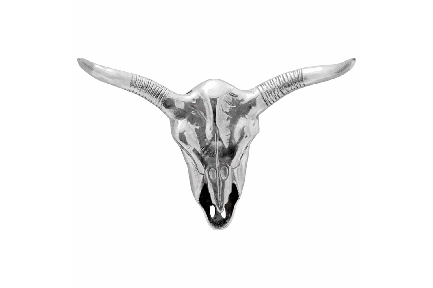 Bull Skull Silver 49 X 10 X 36 Cm Aluminium-3