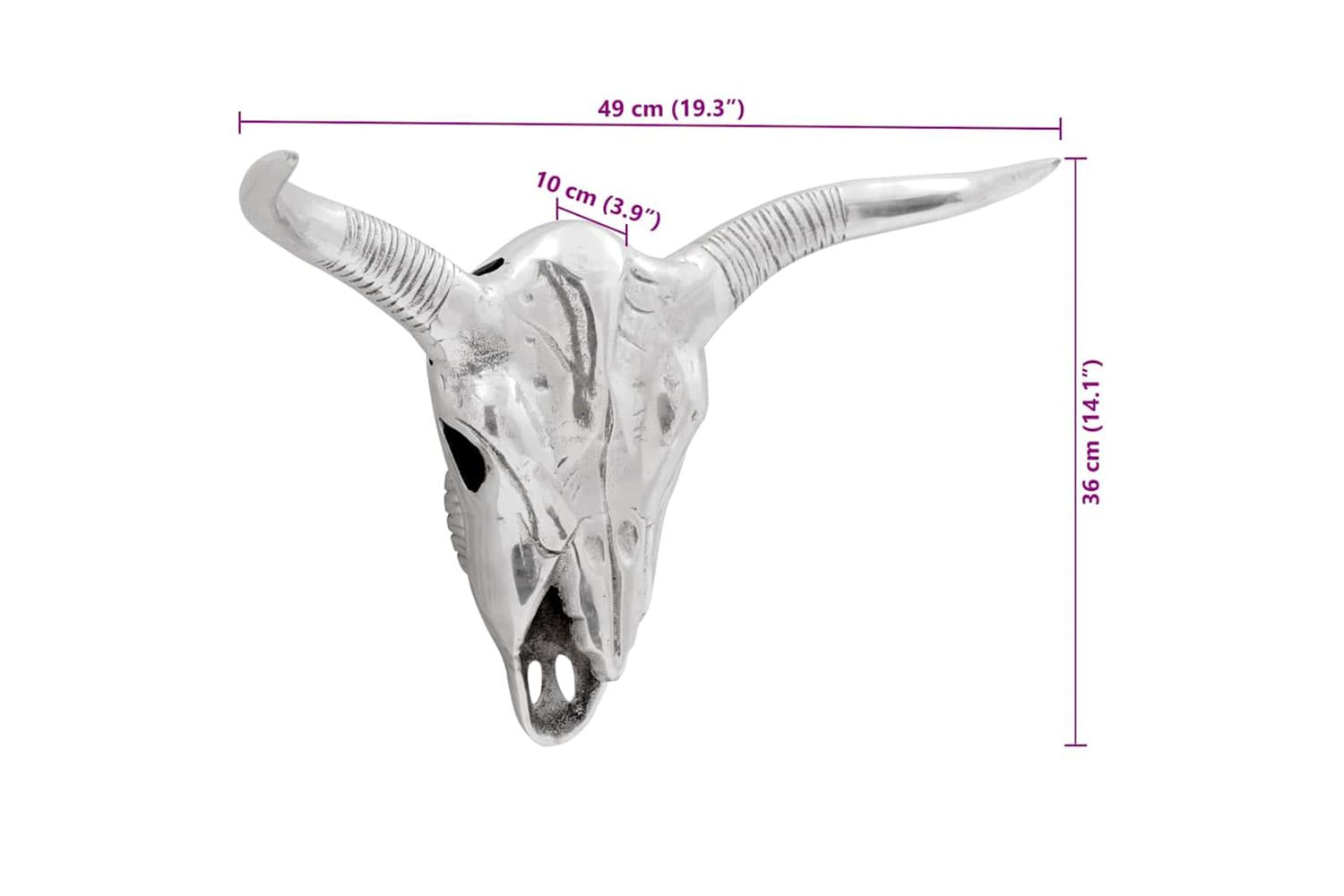 Bull Skull Silver 49 X 10 X 36 Cm Aluminium-9