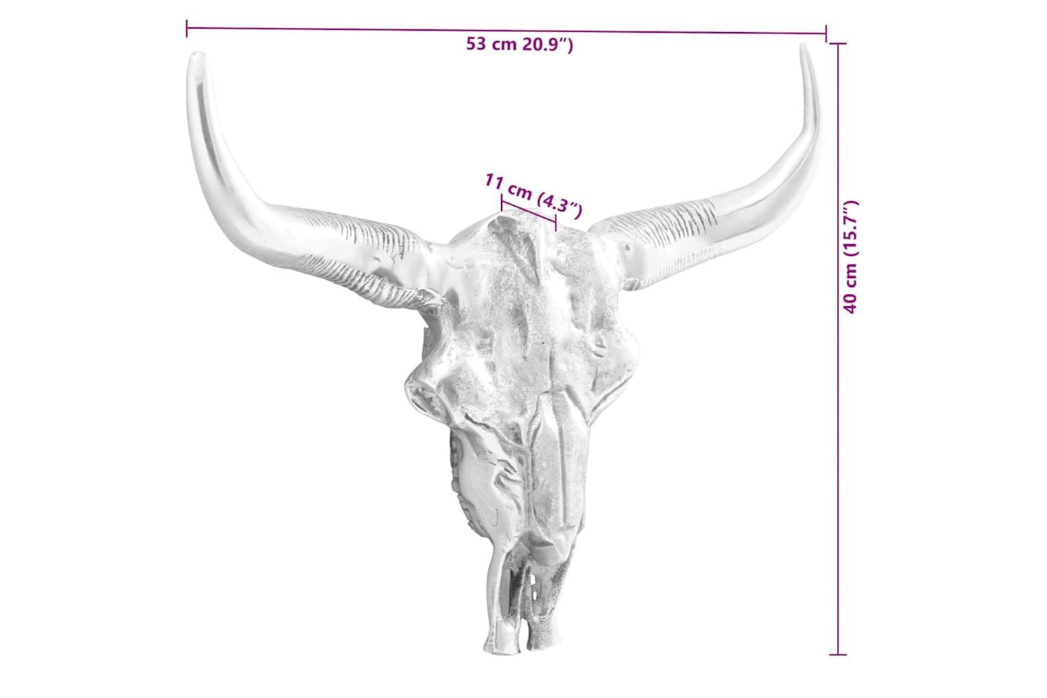 Bull Skull Silver 53 X 11 X 40 Cm Aluminium-9