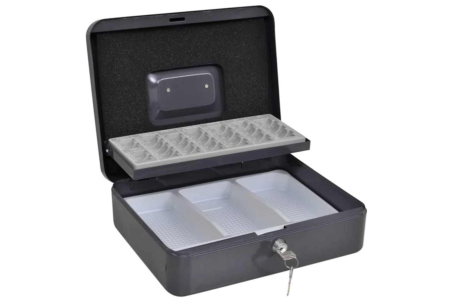 Cash Box With Lock Black 30 X 24 X 9 Cm Steel-2