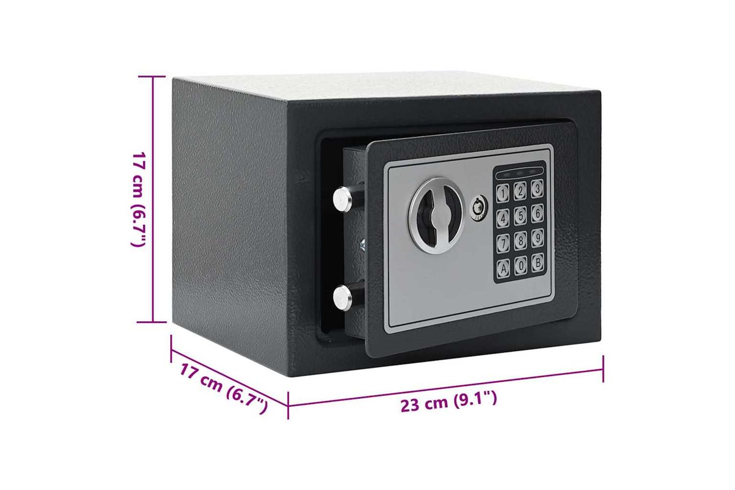 Digital Safe With Lock Dark Grey 23 X 17 X 17 Cm Steel-8