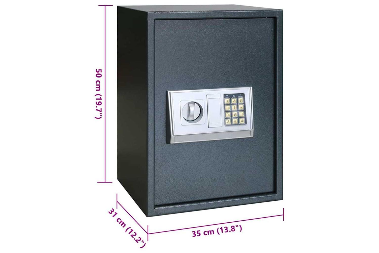 Digital Safe With Lock Dark Grey 35 X 31 X 50 Cm Steel-8