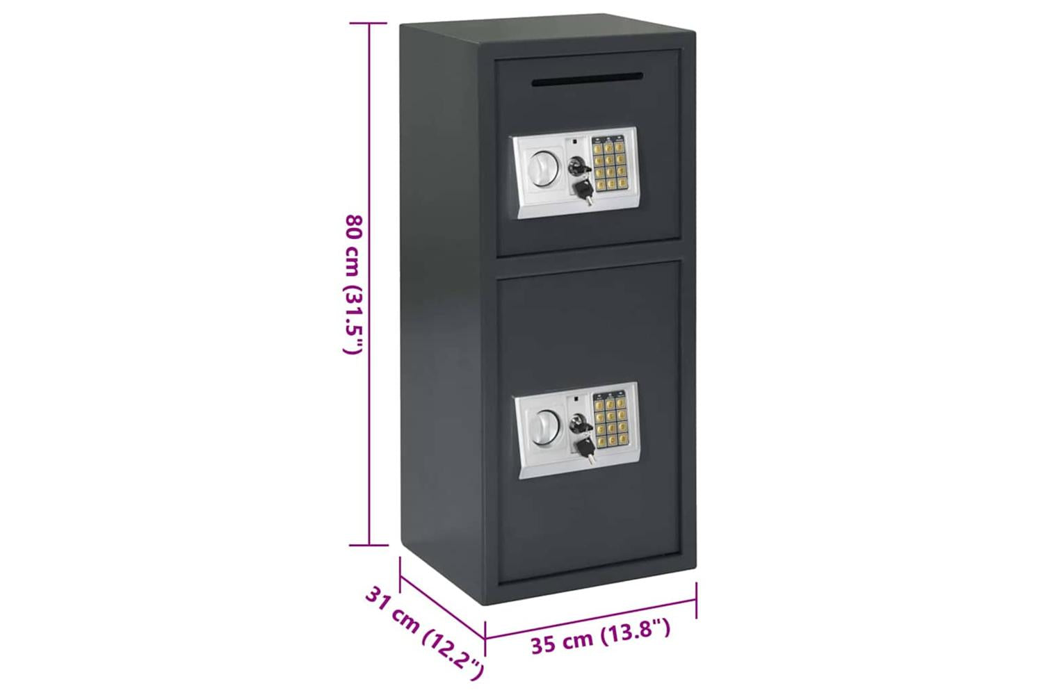 Digital Safe With Lock Dark Grey 35 X 31 X 80 Cm Steel-10