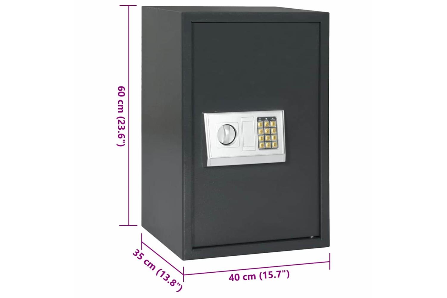 Digital Safe With Lock Dark Grey 40 X 35 X 60 Cm Steel-10