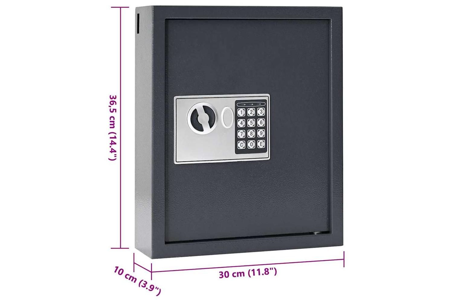 Digital Safe With Lock Grey 30 X 10 X 365 Cm Steel-10