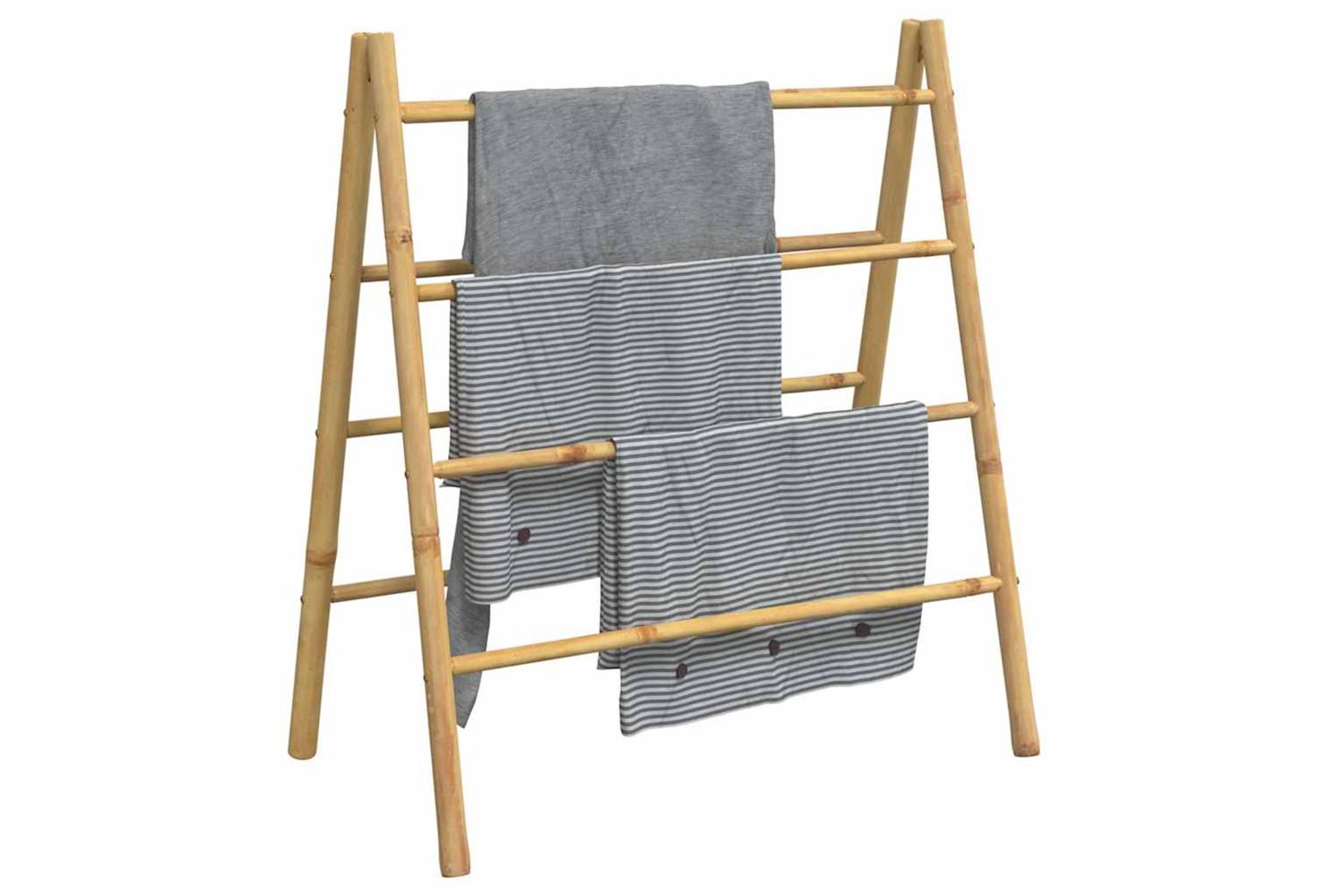 Double Towel Ladder With 4 Rungs 90x50x100 Cm Bamboo-4