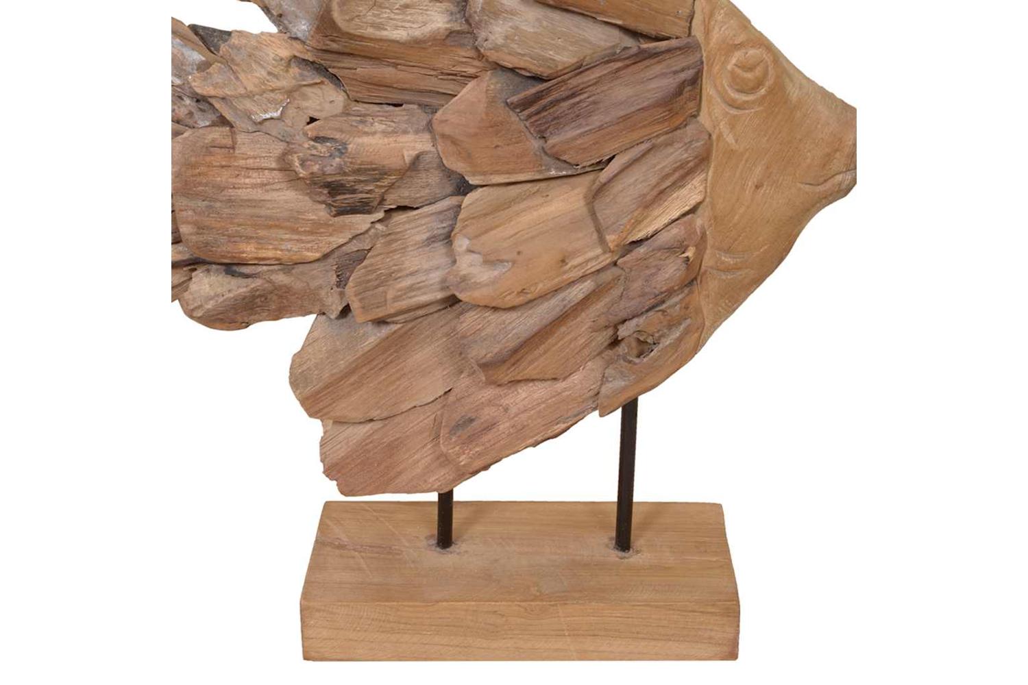 Fish Sculpture Teak 40x12x57 Cm-7