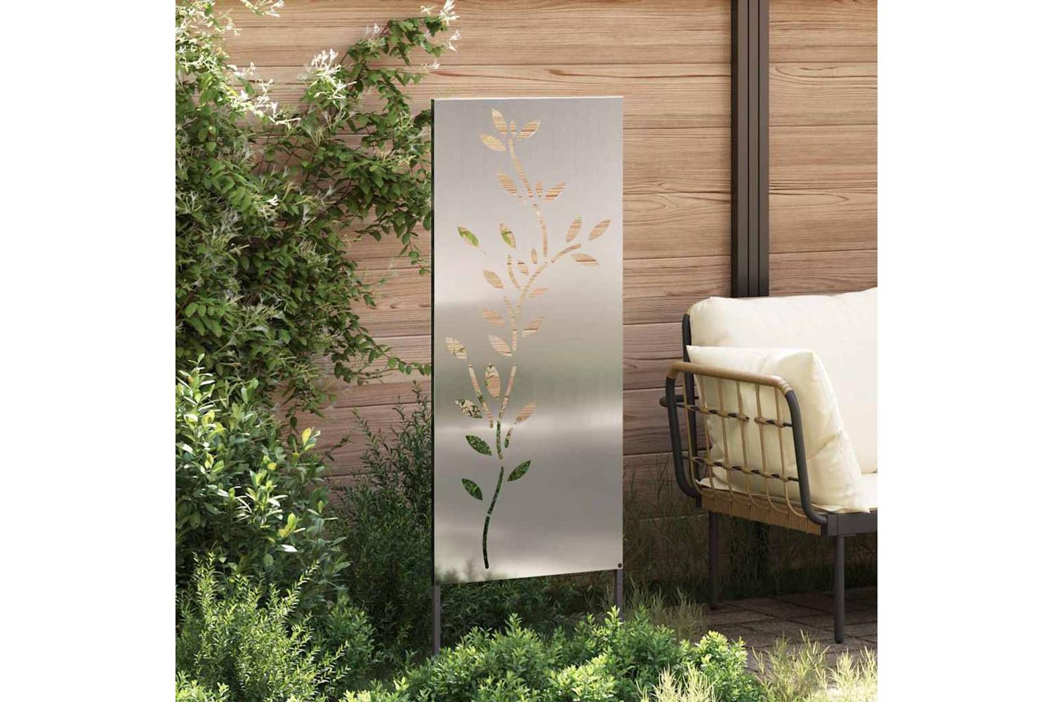 Garden Decorative Panel Silver 50 X140cm Galvanised Steel-3