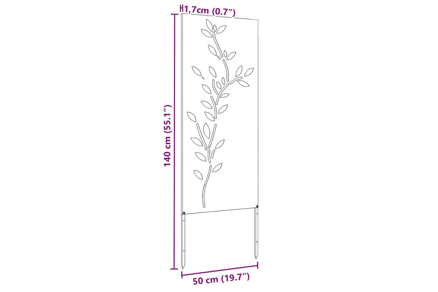 Garden Decorative Panel White 50 X140cm Cold-rolled Steel-10