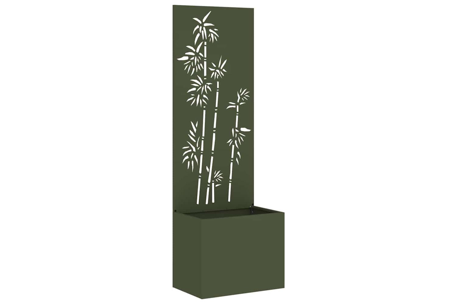 Garden Planter With Decorative Panel Olive Green 50 X 140 Cm