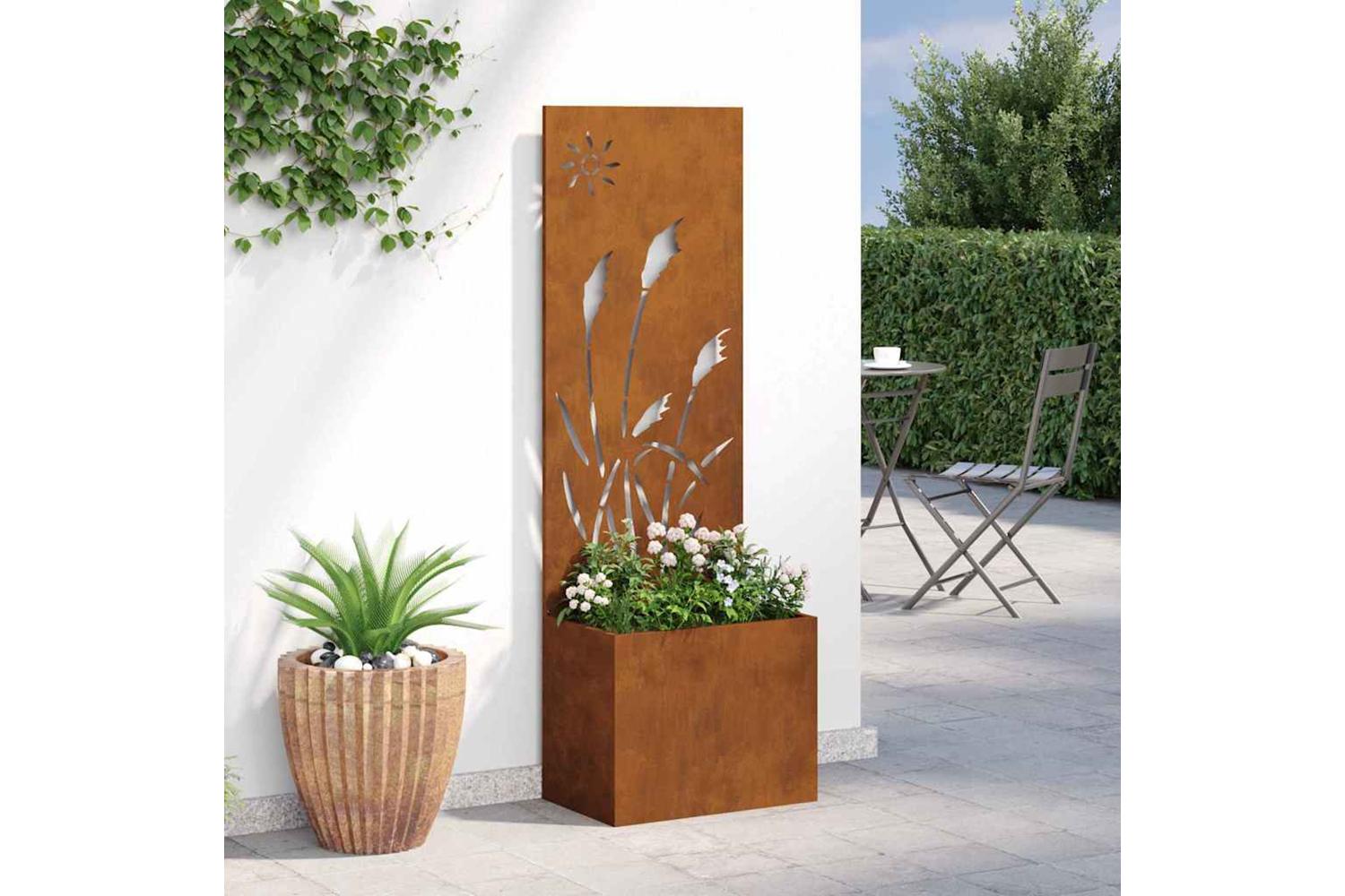 Garden Planter With Decorative Panel Rusty 50 X 140 Cm-4