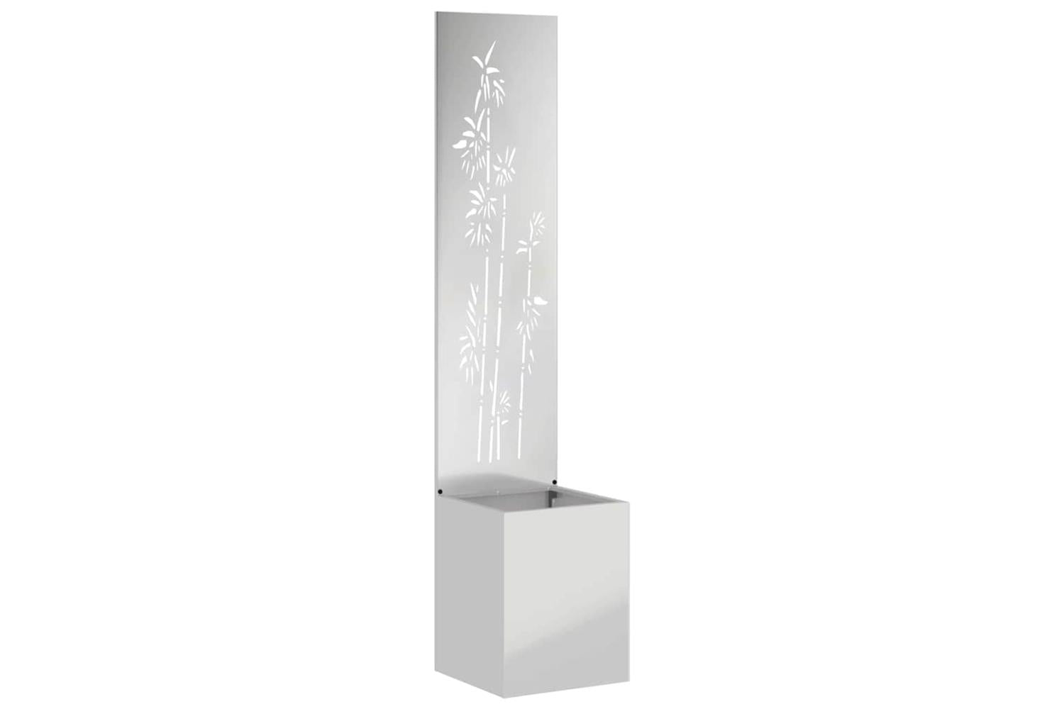 Garden Planter With Decorative Panel Silver 32 X 140 Cm-2