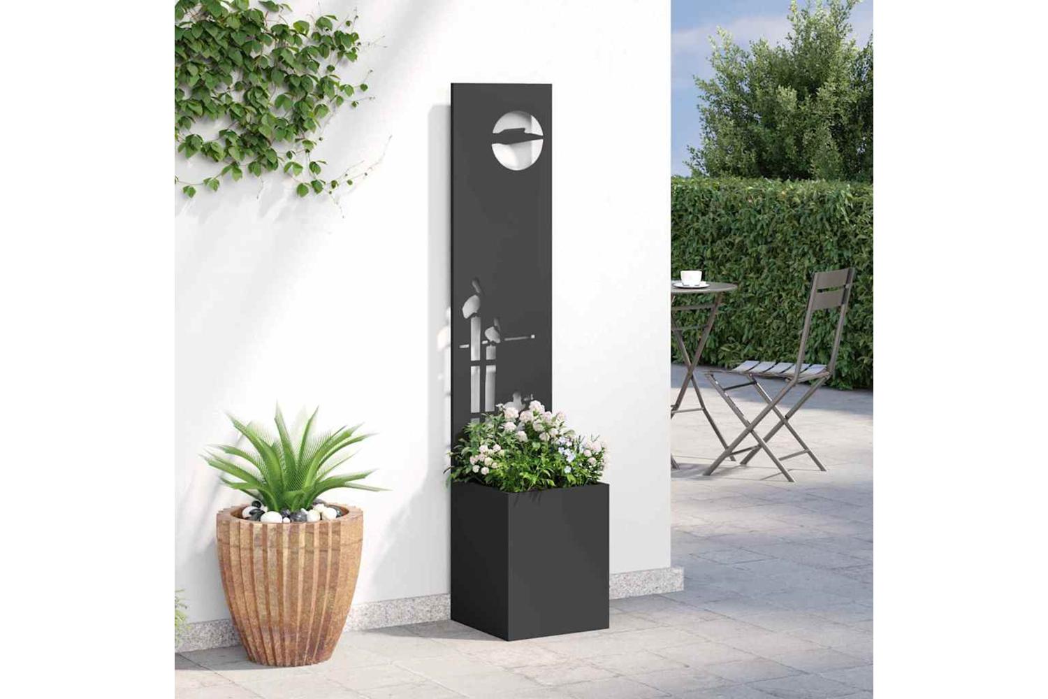 Garden Privacy Screen Black 32 X 140 Cm Cold-rolled Steel-4